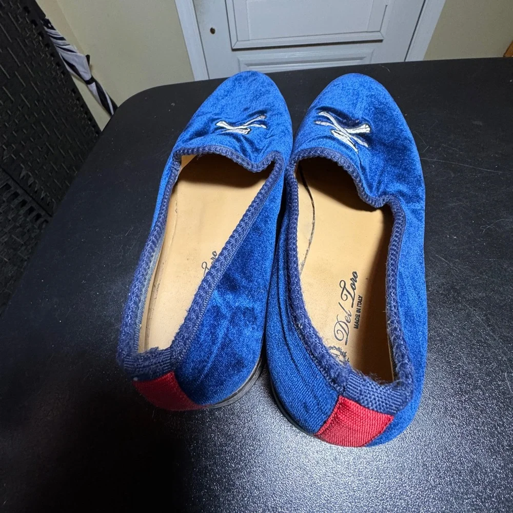 Del Toro blue velvet embroidered skull men’s loafer size 11 made in Italy